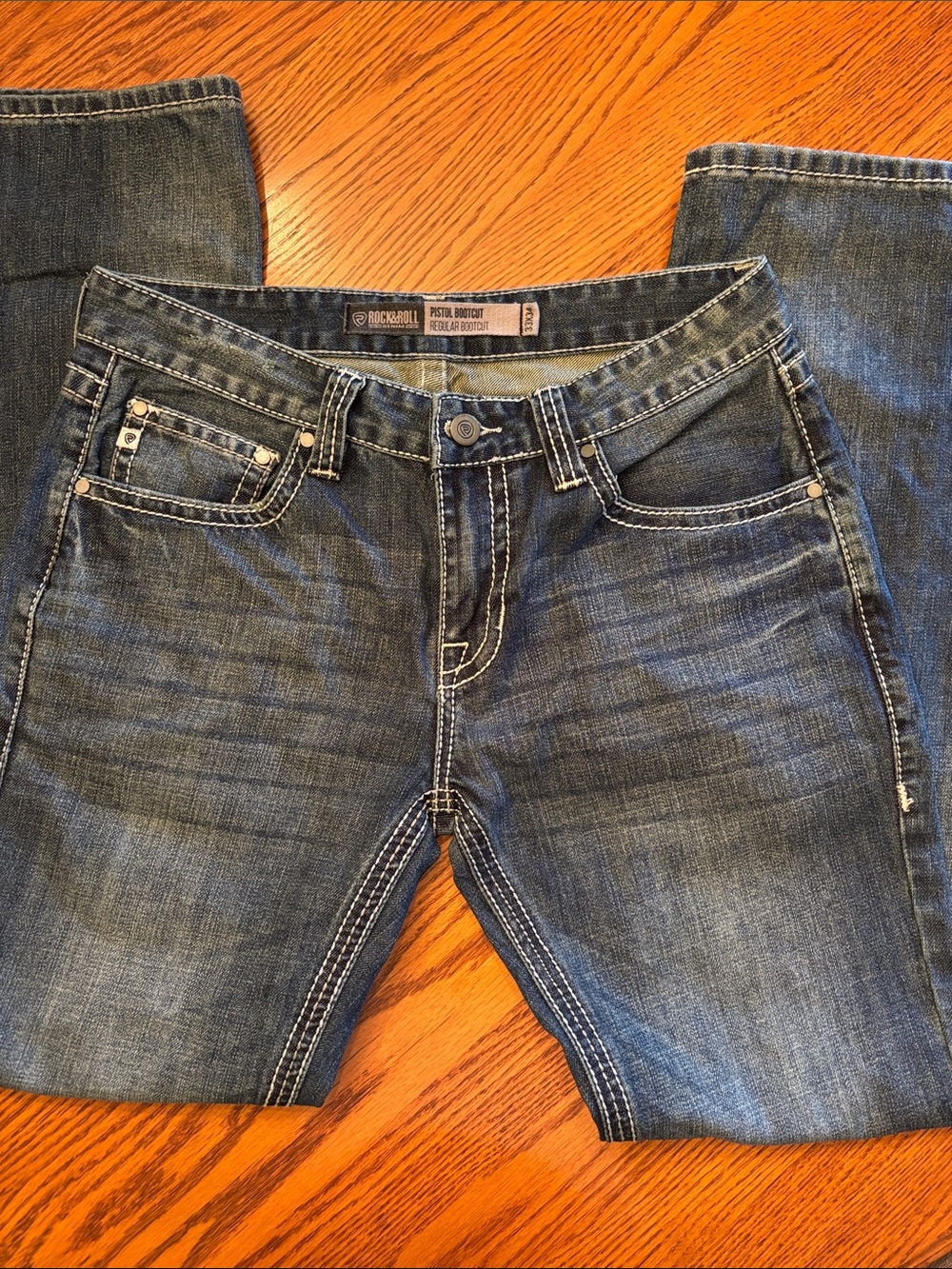 Rock & Roll Denim Men’s Dark Wash Bootcut Jeans 33x34